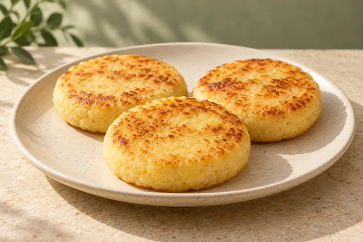 Cassava arepas — illustrative serving suggestion